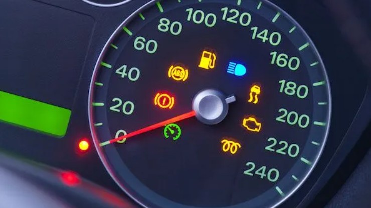 speedometer showing other functions of the vehicle