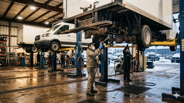 Commercial vehicle undercoating services helping fleets prevent rust and corrosion in harsh winter conditions