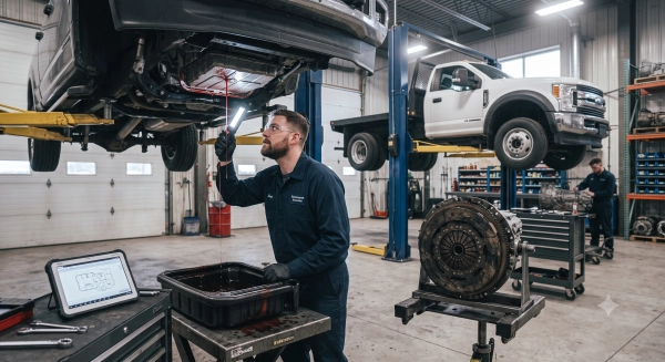 Mechanic diagnosing common automatic vs manual transmission repair problems before major failure.