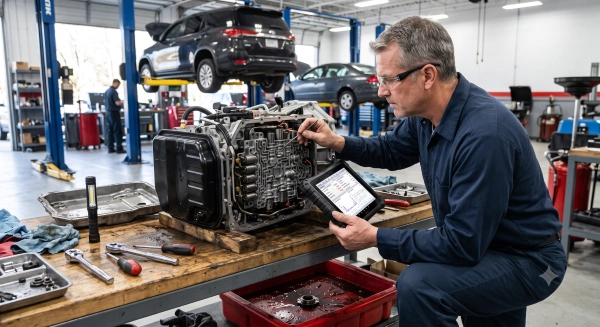 Hart Transmission & Mechanical in Alberta performing automatic transmission repair using professional diagnostic equipment.